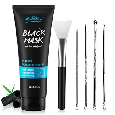 Image of Peel Off Blackhead Removal Mask, Facial Cleansing Remove Acne Blackheads, Natural Charcoal for Purifying, with Remover Extractor Tools Kit &amp; Mask Brush