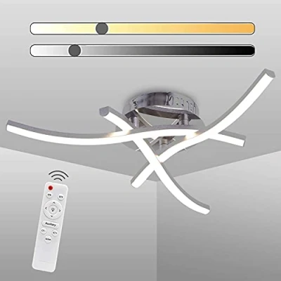 Image of LED Ceiling Light Dimmable Elegant Curved Design Lamp 3 Built in Boards 18W 1440lm Modern Metal Lighting Fixture for Living Rooms Bedrooms