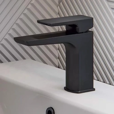 Image of Nes Home Cloakroom Mono Basin Sink Mixer Tap Matte Black Brass Faucet &amp; Waste