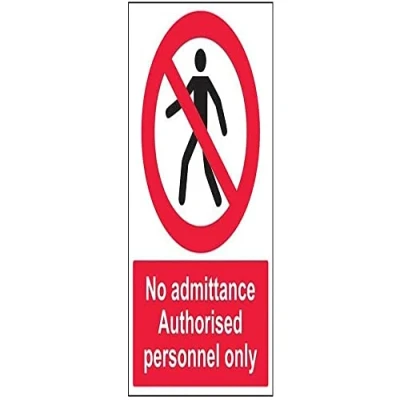 Image of V Safety No Admittance Authorised Personnel Only Pedestrian Sign 300mm x 400mm Self Adhesive Vinyl
