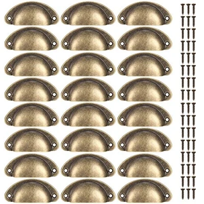 Image of LJHOME 24 Pcs Shell Cup Handles, Semi Circle Drawer Pull Handle, Metal Kitchen Cupboard Cabinet Dresser Door Handles Knobs, Retro Furniture Knobs