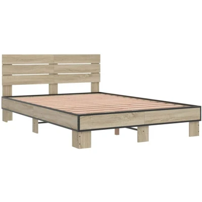 Image of vidaXL Bed Frame without Mattress Sonoma Oak 135x190 cm Double