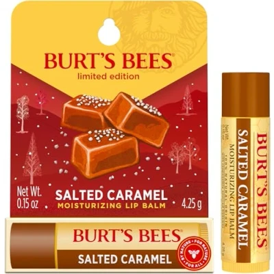 Image of Burt&#039;s Bees Moisturising Lip Balm, Salted Caramel Flavour, With Beeswax and Vitamin E, Limited Edition, 4.25g