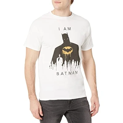 Image of DC Comics Men&#039;s Batman Shadow T Shirt, White, Medium