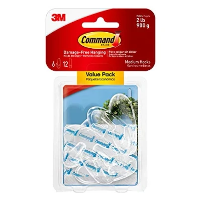 Image of Command 17091CLRVP Medium, 6 Hooks, Clear