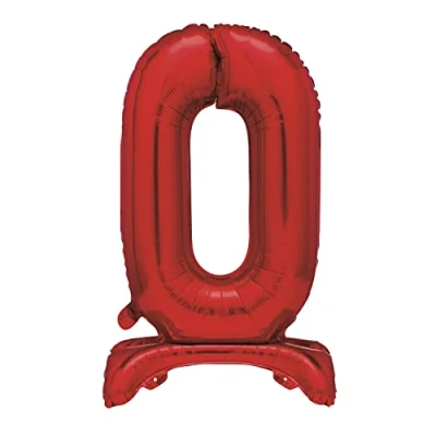 Image of Unique 13420 Giant Standing Foil Number 0 Balloon 76 cm Red