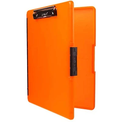 Image of Dexas Slimcase 2 Plastic Clipboard with Storage and Side Opening, Neon Orange, Office Supplies Clipboards to Organize, Carry Store, A4 Holder, Style Functionality Nursing
