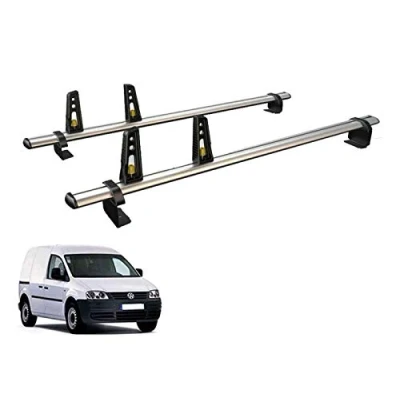 Image of Van Guard Roof Rack for VW Caddy (2004 2010) 2 Aluminium Bars &amp; 4 Load Stops VG225
