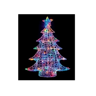 Image of Premier Decorations 1m Lit Soft Acrylic Christmas Tree with 120 Multi Coloured LEDS