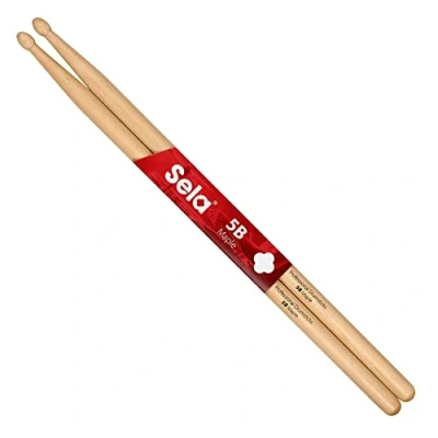 Image of Sela Professional Maple 5B Drum Sticks Ideal for Gentle Rock Advanced 1 Pair Wooden Wood Accessories Oval Head Shape