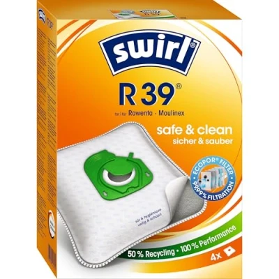 Image of Swirl Fleece Vacuum Cleaner Bags R 39 for Rowenta and Moulinex Cleaners Pack of 4