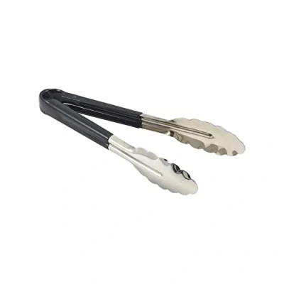 Image of Genware NEV CCT23BK Colour Coded Tong, Stainless Steel, 23 cm, Black