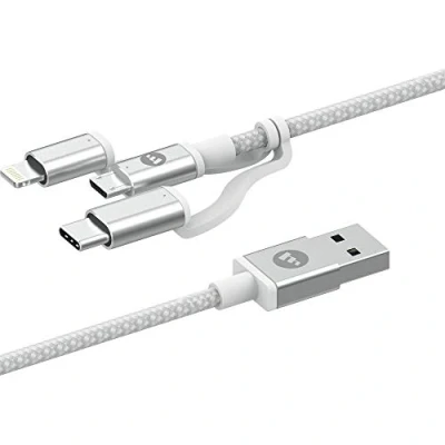 Image of ZAGG mophie USB A C 3 Way Connection Cable 1M White