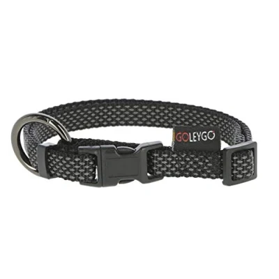 Image of GOLEYGO dog leash Flat + collar, black, size S 1.4 2m, secure magnetic lock, incl. Adapter pin, for small dogs up to 15kg, maximum load 100kg