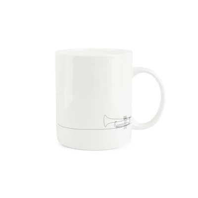 Image of Purely Home Trumpet Mug Musical Instrument Line Drawn Bone China White Coffee Tea Present Gift