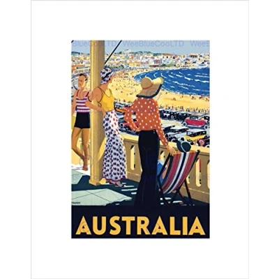 Image of Wee Blue Coo Travel Australia Beach Sea Sand Sun Bondi Swim Wall Art Print