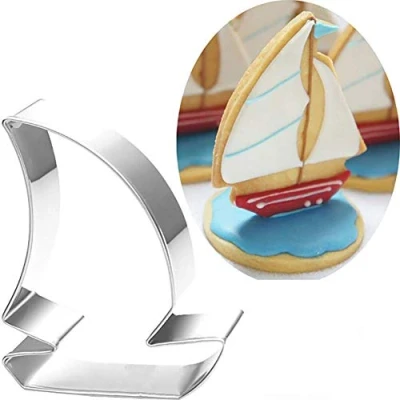 Image of Lankater 1pc Sailing Boat Cookie Cutter, Stainless Steel Mold for Cookies Cake Decorating Baking Tools