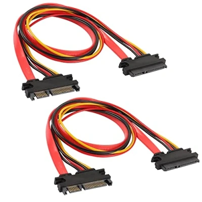 Image of MEIRIYFA 22Pin SATA Power Extension Cable, 2Pack (7+15) Male to Female Data and Combo Cable 50cm