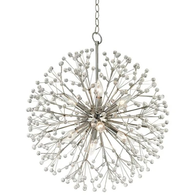 Image of Dunkirk 8 Light Chandelier Polished Nickel, Crystal