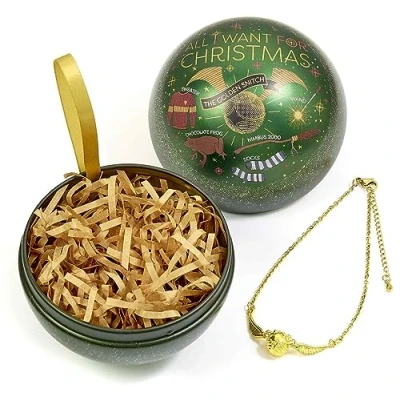 Image of Harry Potter Official All I want for Christmas Bauble with Golden Snitch Bracelet