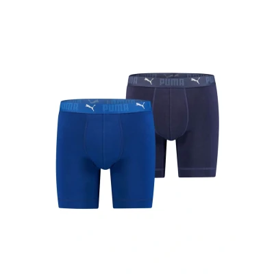 Image of PUMA Men&#039;s Sport Cotton Long Boxer Shorts, Blue Combo, S UK