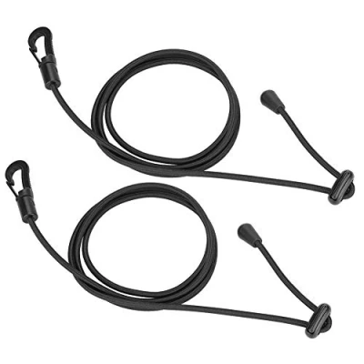 Image of 2pcs Kayak Paddle Leash, Stretchable Rod Leash Elastic Boating Safety for Paddling, Durable Rubber String Fishing Canoeing Accessories with Hook