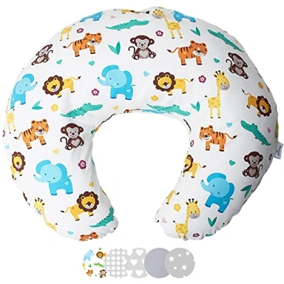Image of Niimo Nursing Pillow 100% Cotton Breastfeeding Cover, Ergonomic Baby Support Pillow, Machine Washable feeding Multifunctional Pillows for &amp; Bottle