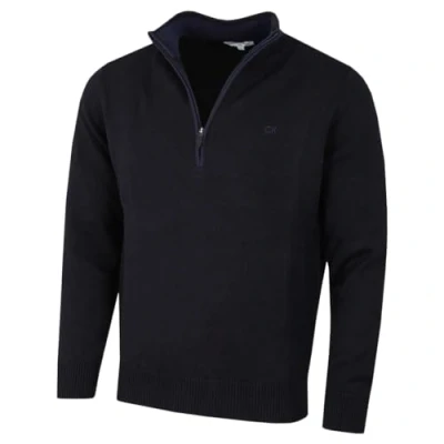 Image of Calvin Klein Mens Chunky Cotton 1/2 Zip Sweater Midnavy XXXXL