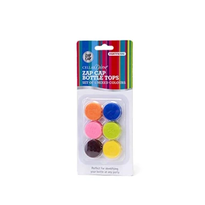 Image of CellarDine ZCBT12 Set of Mixed Colours Zap Cap Bottle Tops, Silicone, Multi