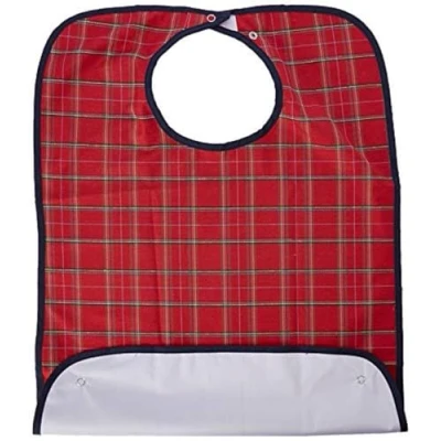 Image of HOMECRAFT Everyday Bib, Waterproof Adult Clothing Protector from Spills and Stains, Mealtime Bib Protector, Dinning Aid Apron, Washable, Medium, Red, (Eligible for VAT relief in the UK)