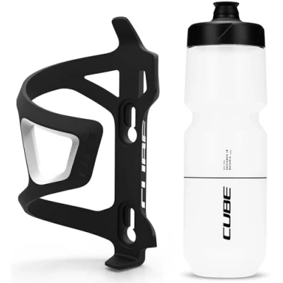 Image of Cube HPP Right Side Loading Cage Black &amp; Icon Bottle Clear, 750ml / Lightweight Bicycle Cycling Cycle Bike MTB Mountain Road Water Drink Flask Bidon Bracket Mount Holder HPA Set Accessories