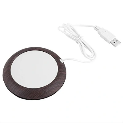Image of Coffee Mug Warmer, USB Wood Grain Cup Warmer Heat Beverage Mat Tea Heater Pad for Office Home(Dark Wooden Grain)