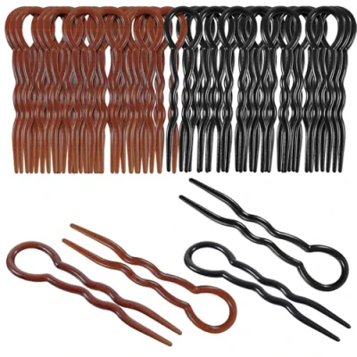Image of 20 Pieces Lady Style Hair Pins, Magic Simple Spiral Fast Braid Twist Styling Clip Pin, Black and Brown