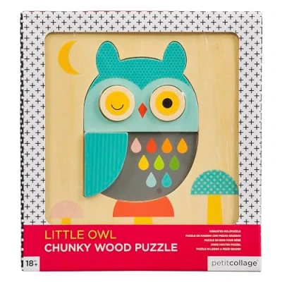 Image of Petit Collage PTC318 Chunky Wooden Tray Owl Puzzle, Multi