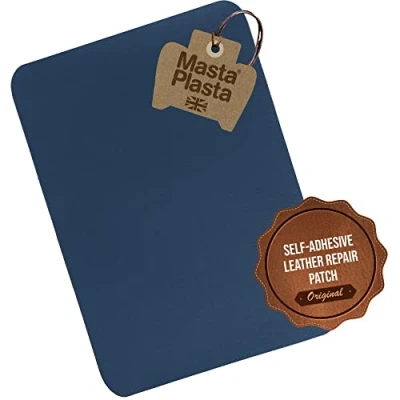 Image of MastaPlasta Original Self Adhesive Leather Repair Patch Blue 28 x 20 cm (11&quot; 8&quot;). Instant Upholstery Quality Scratch &amp; Tear for Sofas, Car Interiors, Bags, Vinyl More
