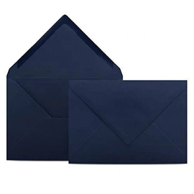 Image of COLOURS 4 YOU Envelopes, DIN C6, Dark Blue, 11.4 x 16.2 cm, 80 g/m² Envelopes with Wet Glue, Pointed Flap, without Window, Pack of 50