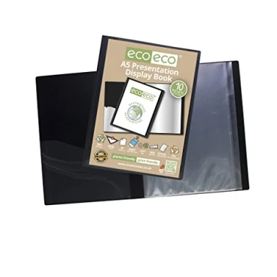 Image of eco A5 50% Recycled 10 Pocket Black Folder Presentation Display Book