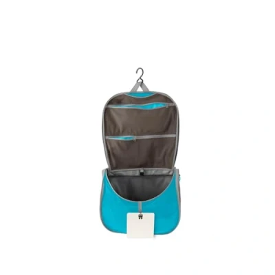 Image of Sea to Summit Hanging Toiletry Bag L Lightweight &amp; Water Resistant Shatterproof Mirror Internal Mesh Pocket Ultra Sil Nylon Durable Zips Grab Tags For Travel Atoll Blue 114g