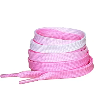 Image of 120cm Multi Coloured Pink Ombre Rainbow Flat Shoe Laces For Trainers Skate Shoes, Hi Tops, Shoes Boots are 10mm wide)