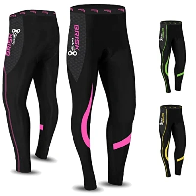 Image of Brisk Bike Cycling Trousers Women Padded with Cool Gel Padding Inside Tights Breathable and Lightweight Pants (UK, Alpha, M, Regular, Black/Pink)