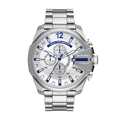 Image of Diesel Watch for Men Mega Chief, Quartz Movement, 59 mm Silver Stainless Steel Case with a Strap, DZ4477