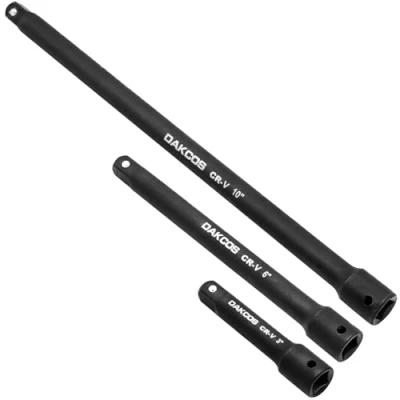 Image of DAKCOS 3/8&quot; Impact Extension Bar Set, 3 Piece Socket Bar, Extensions Tool, CR V with Black Phosphating