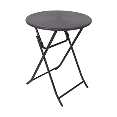 Image of Rebecca Mobili Outdoor Folding Table, Garden Hdpe Steel, Grey Black, Balcony Bistrot Furniture Measurements HxWxD: 74 x 60 cm Art. RE6704