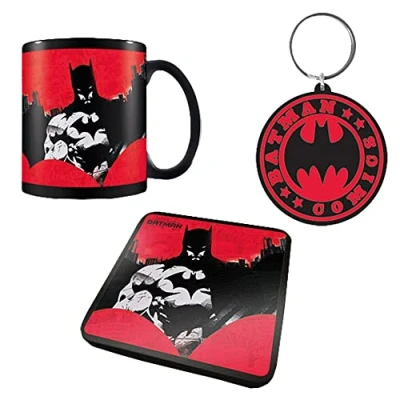 Image of Batman Gift Set Includes Mug, Coaster, Keyring in Comics Design Presentation Box Comic Book Fans and Collectors Officially Licensed Merchandise