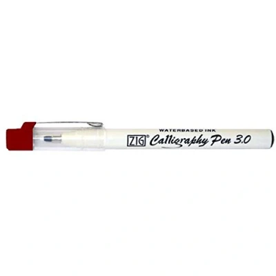 Image of Zig Kuretake Red Broad (3mm) Calligraphy Pen Square Nib Tip Italic Manuscript Music Script Bold mm (Pack of 1)