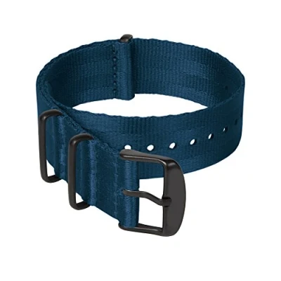 Image of Archer Watch Straps Seat Belt Weaved Nylon Premium Quality NATO (Navy Blue, Matte Black, 18mm)