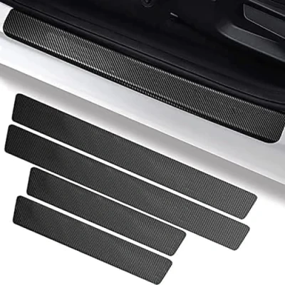 Image of YYBCDSA 4PCS Car Sill Protector,for BMW 1 2 3 4 5 6 7 8 Series X1 X2 X3 X4 Self Adhesive Carbon Fiber Auto Kick Plates Scuff Guard,Car Door Steps Protector,Kick