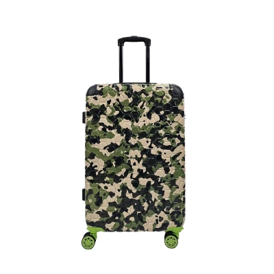 Image of Infinity Leather Hardshell Cabin Green Suitcase Set Robust 8 Wheel ABS Luggage Travel Bag