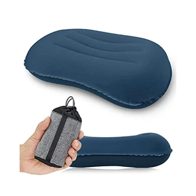 Image of Rantizon YUANYU Ultralight Camping Pillow, Compressible, Compact, Comfortable, Ergonomic Inflatable Travel Pillow with Storage Bag, for Neck &amp; Lumbar Support Hiking, Camping, Traveling, Ink blue