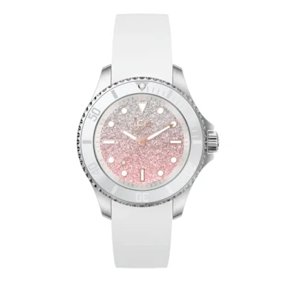 Image of Ice WATCH Steel Lo White Pink Women&#039;s Wristwatch With Silicon Strap 020371 (Small)
